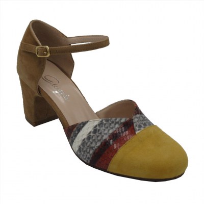 Angela Calzature  Shoes Yellow chamois heel 6 cm