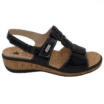 SUSIMODA sandali in vernice colore nero tacco basso 1-4 cm   Numeri dal 36 al 42 numeri standard    