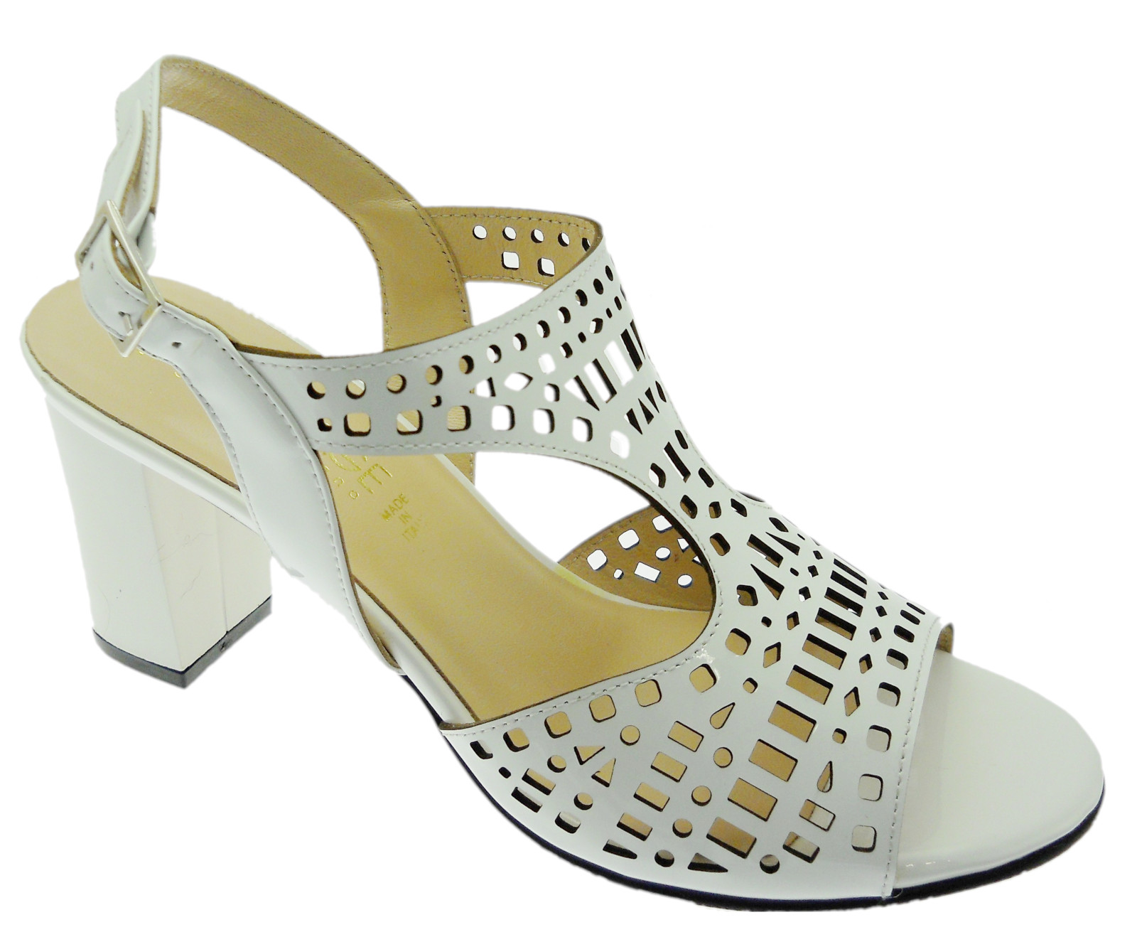 Sandals: SOFFICE SOGNO 8130 high-necked sandal dance white leather paint