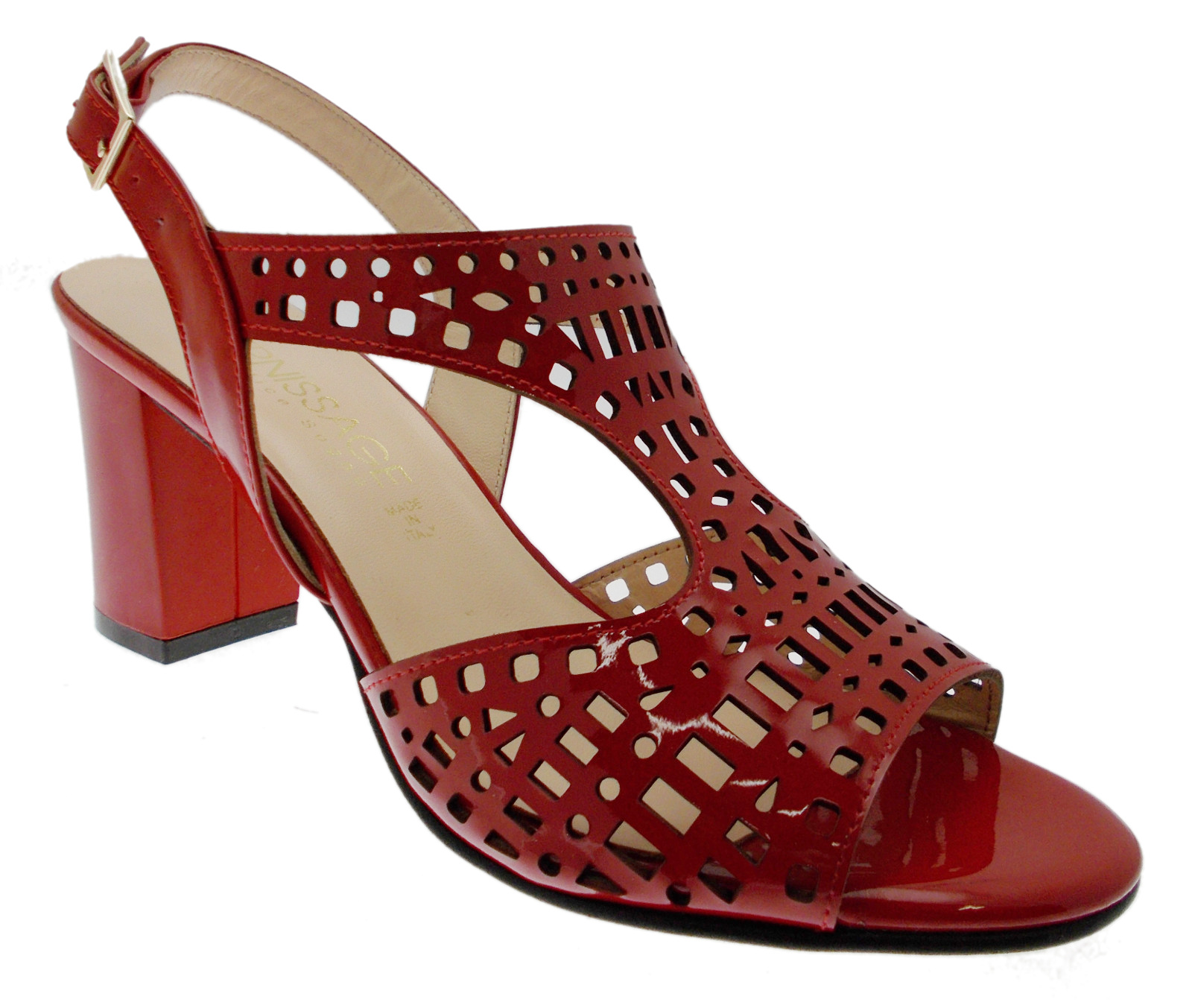 SOFFICE SOGNO 8130 sandalo accollato ballo vernice rosso cuoio