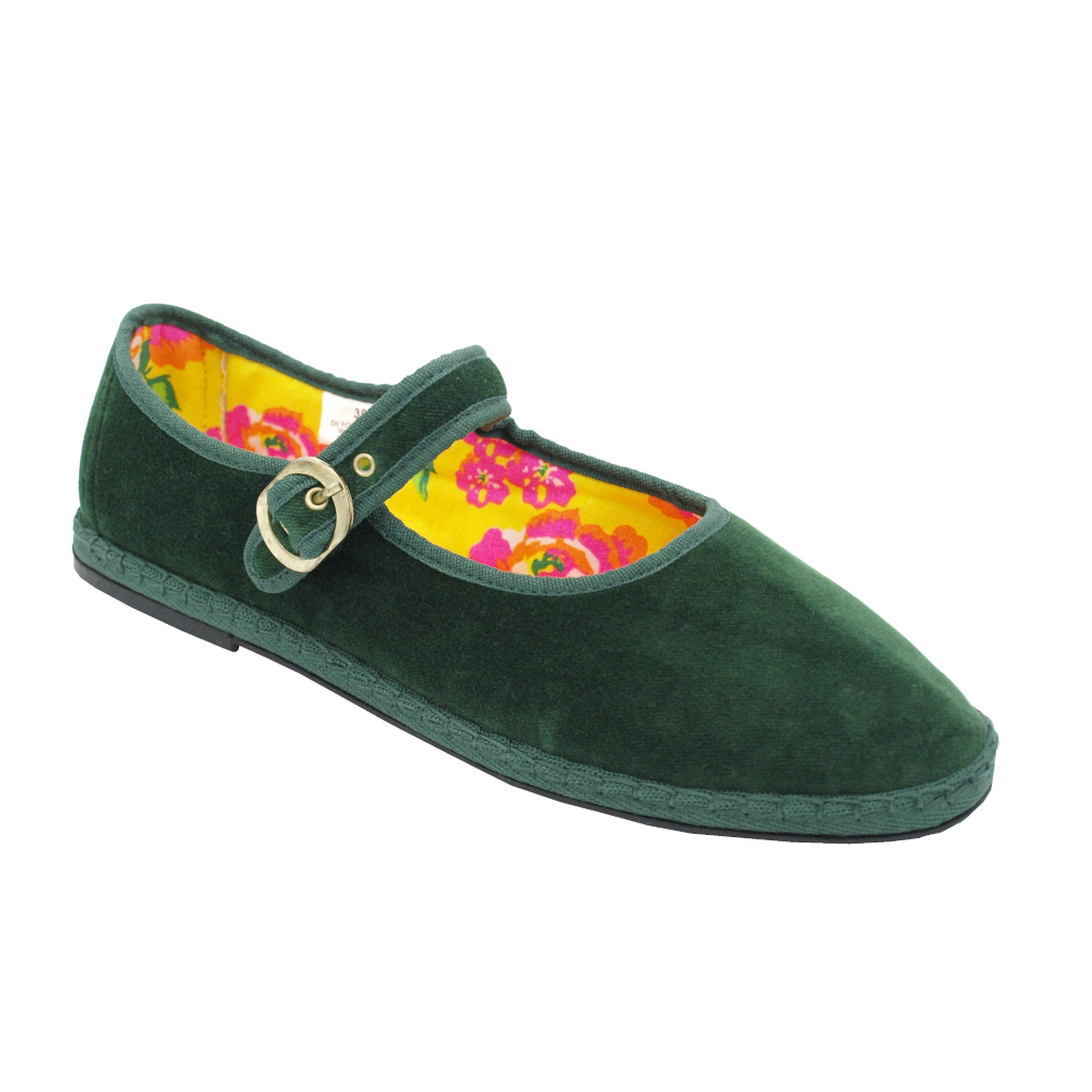 Pantofole: De FONSECA ballerine in velluto colore verde tacco piatto fino a  1 cm numeri standard