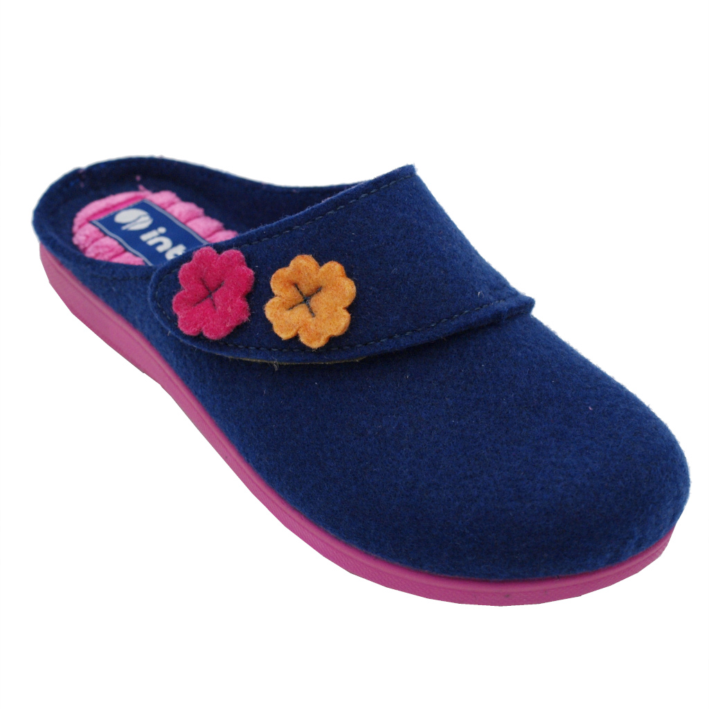Ciabatte chiuse: Inblu pantofole ciabatte in lana cotta colore blu tacco  basso 1-4 cm numeri standard