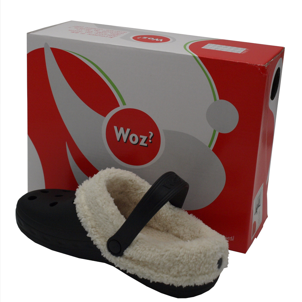 Ciabatte chiuse: WOZ pantofole ciabatte in sintetico colore nero tacco  basso 1-4 cm numeri standard