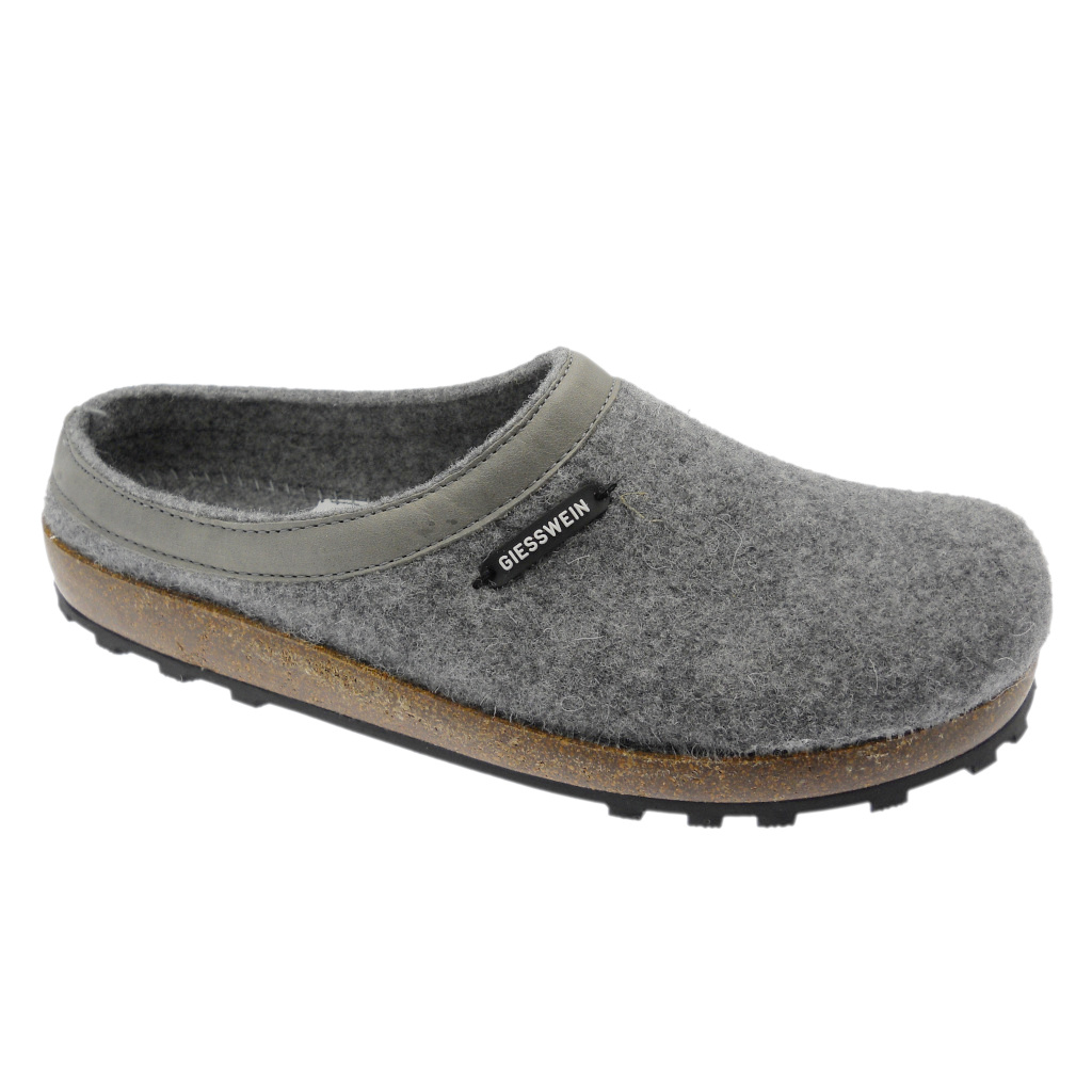 Slippers: Giesswein CHAMERAU unisex slipper gray removable footbed