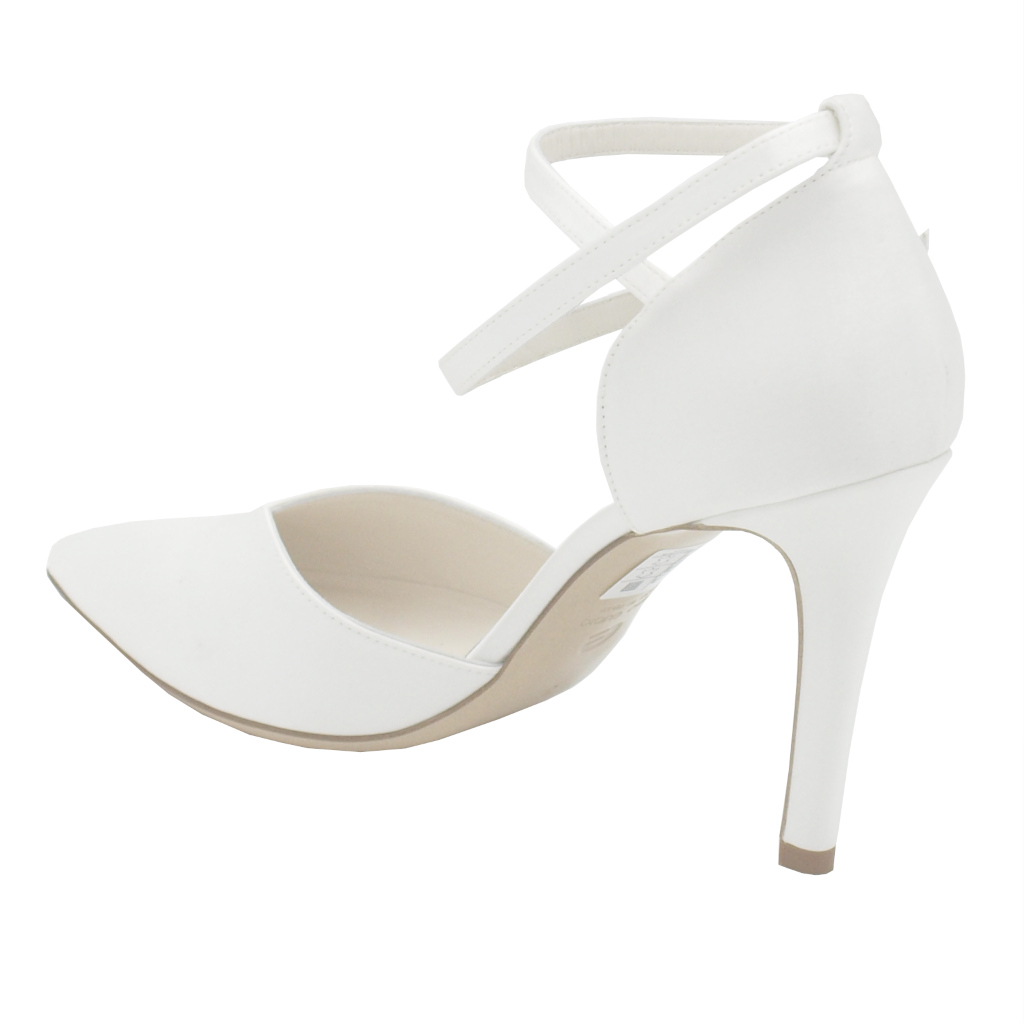 Decoltè: Angela calzature Sposa decollete in raso colore bianco tacco alto  8-11 cm numeri standard