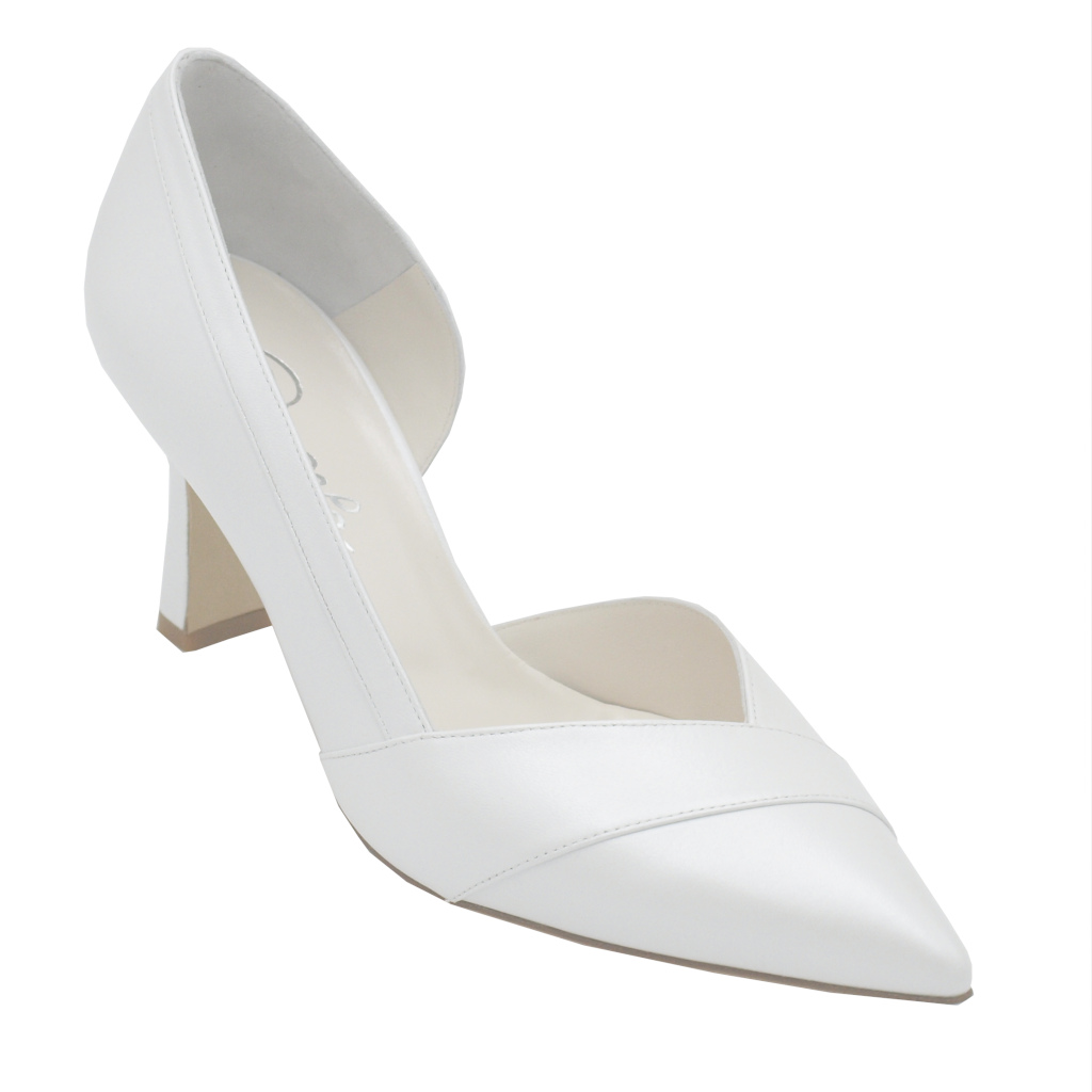 Decoltè: Angela calzature Sposa decollete in pelle colore bianco tacco alto  8-11 cm