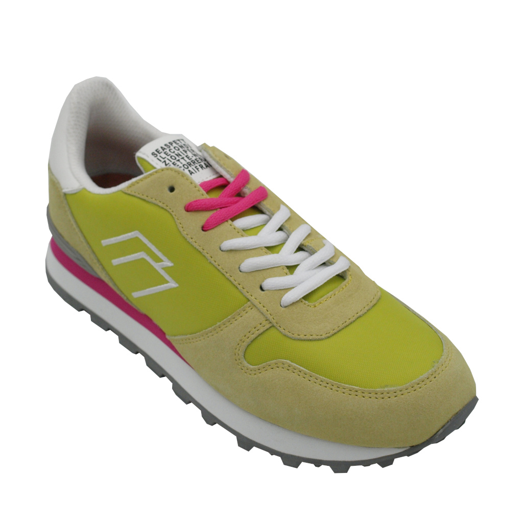 Sneakers: FRAU sneakers in tessuto colore giallo tacco piatto fino a 1 cm