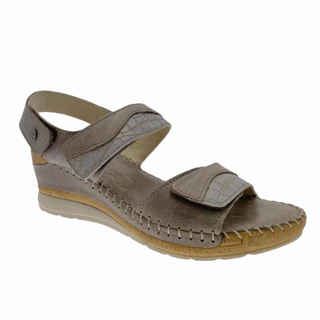 Sandals: Riposella 11244 brown woman sandal with adjustable tear-off  plantar memory wedge