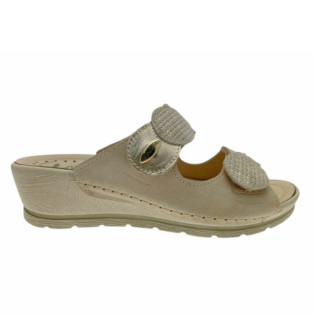 Open slippers: Riposella 40925 slipper woman double beige band removable  plantar tear