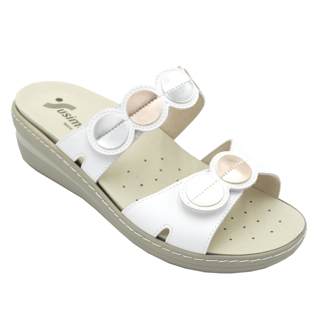 Open slippers: SUSIMODA Shoes avorio leather heel 3 cm