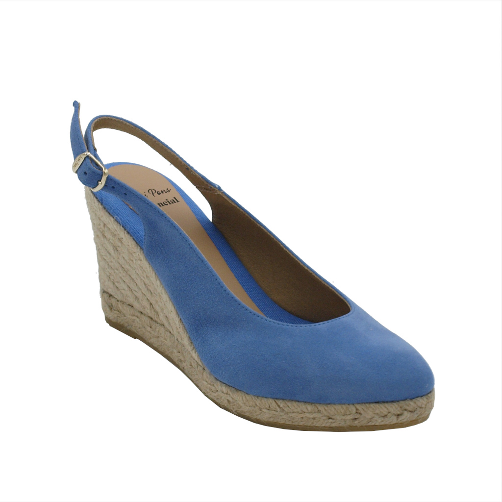 Sandals: TONI PONS Shoes Light blue chamois heel 8 cm