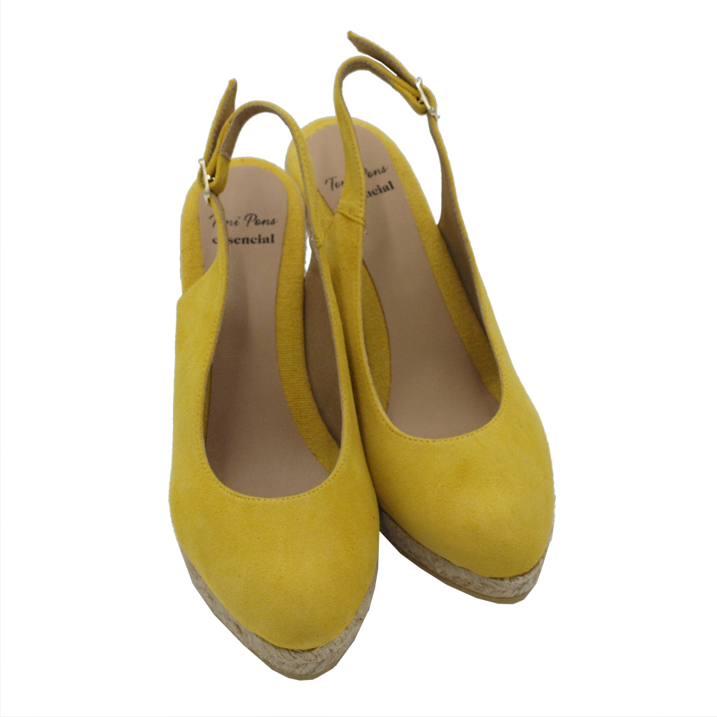 Sandals: TONI PONS Shoes Yellow chamois heel 8 cm