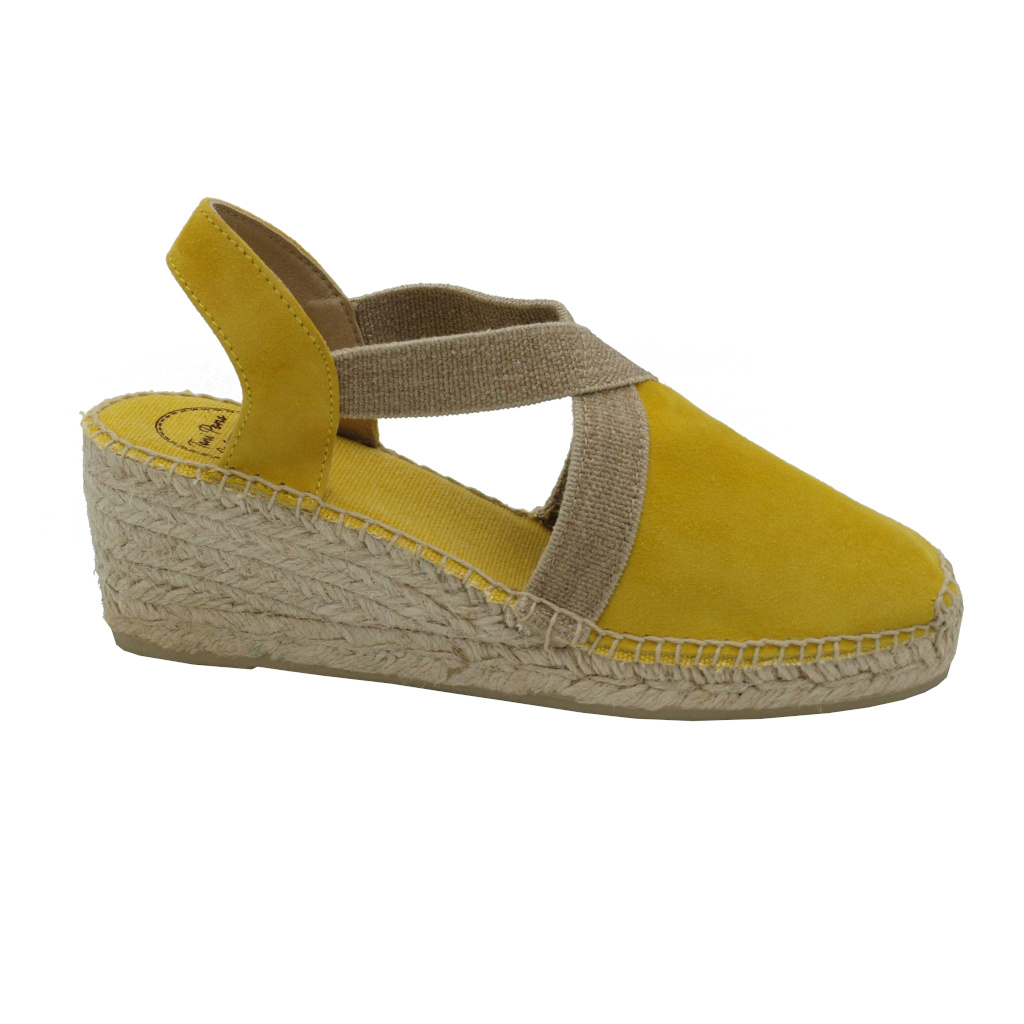 Sandals: TONI PONS Shoes Yellow chamois heel 7 cm