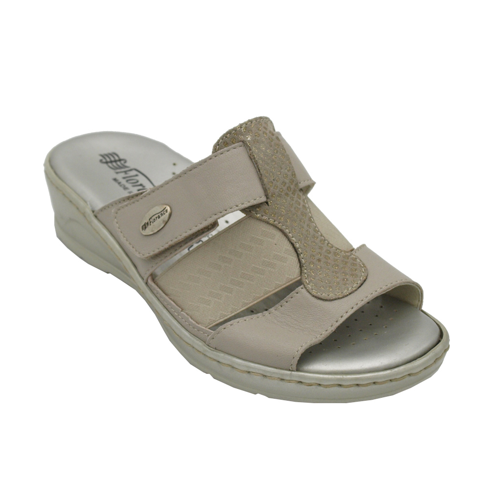 Open slippers: Florance Shoes Beige leather heel 3 cm