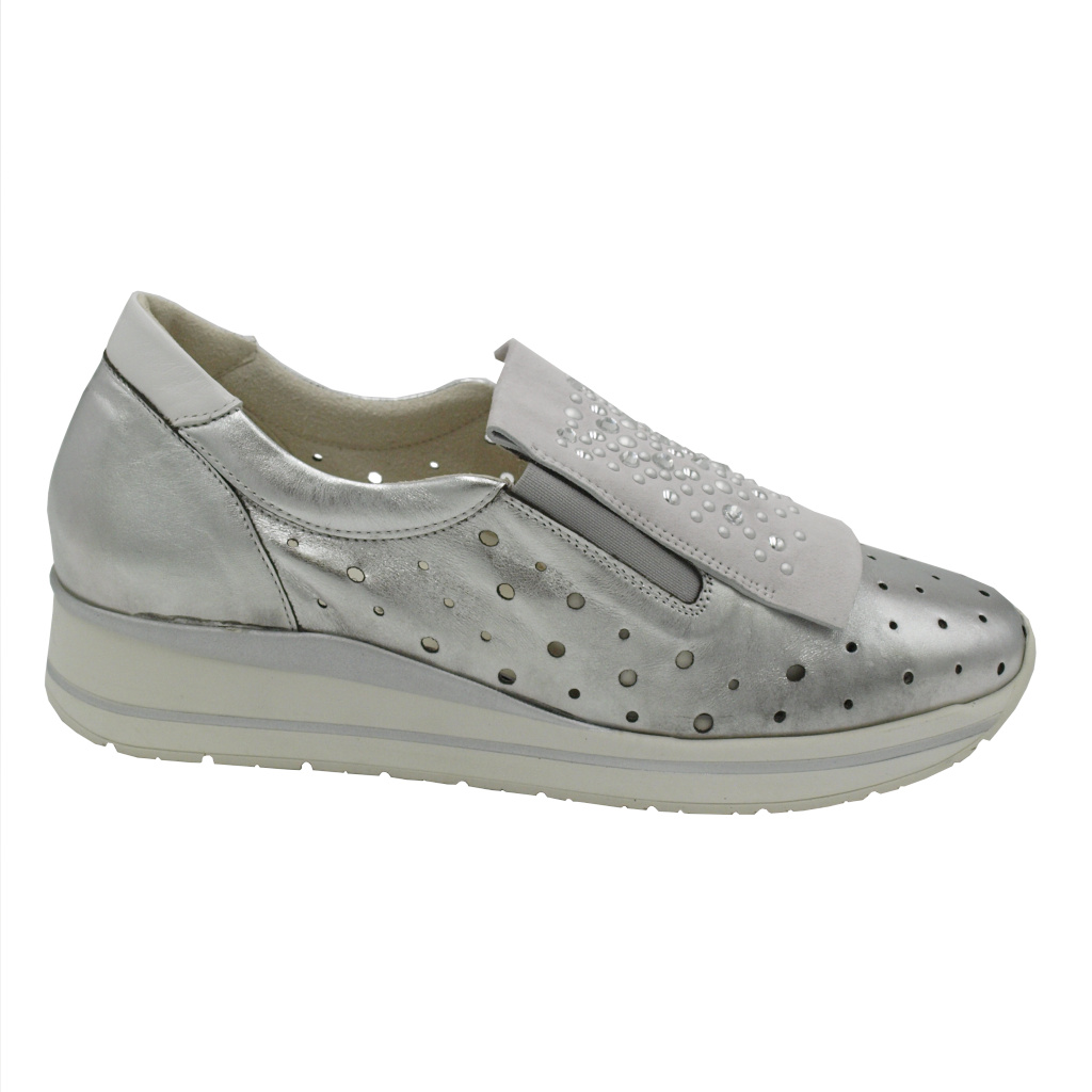 Sneakers: MELLUSO Shoes Silver leather heel 2 cm