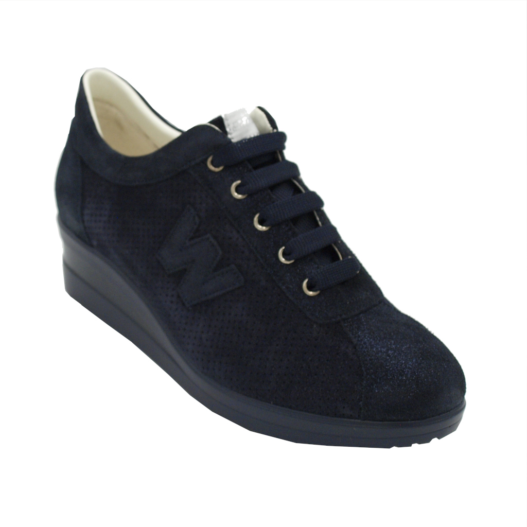 Sneakers: MELLUSO sneakers in nabuk colore blu tacco basso 1-4 cm Numeri 41  e 42