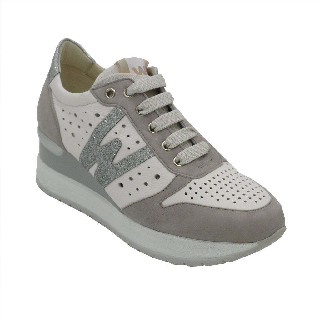 Sneakers: MELLUSO sneakers in pelle colore bianco tacco medio 4-7 cm