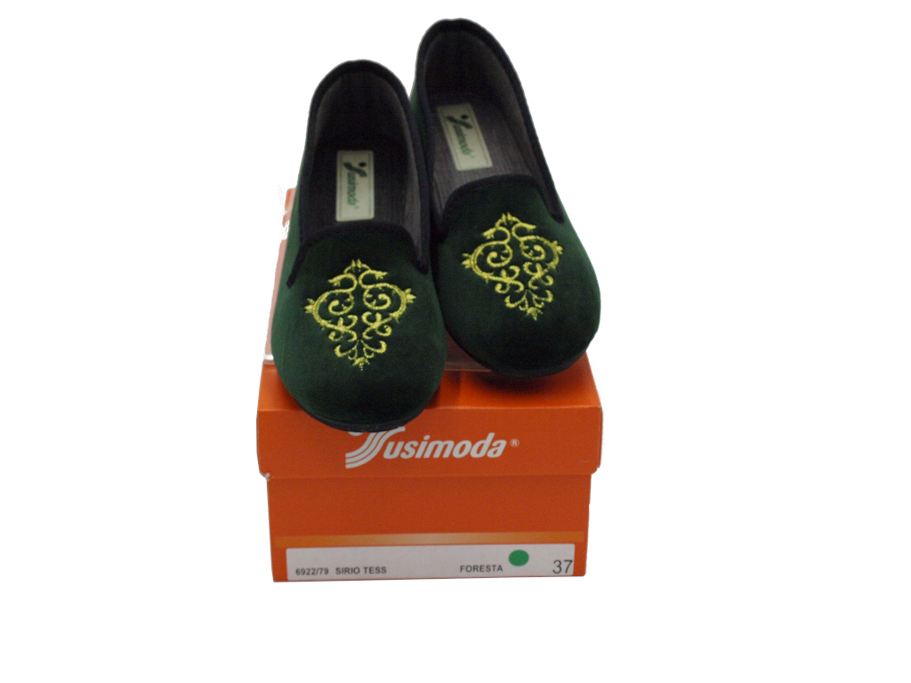 Slippers: SUSIMODA Shoes Green velluto heel 1 cm