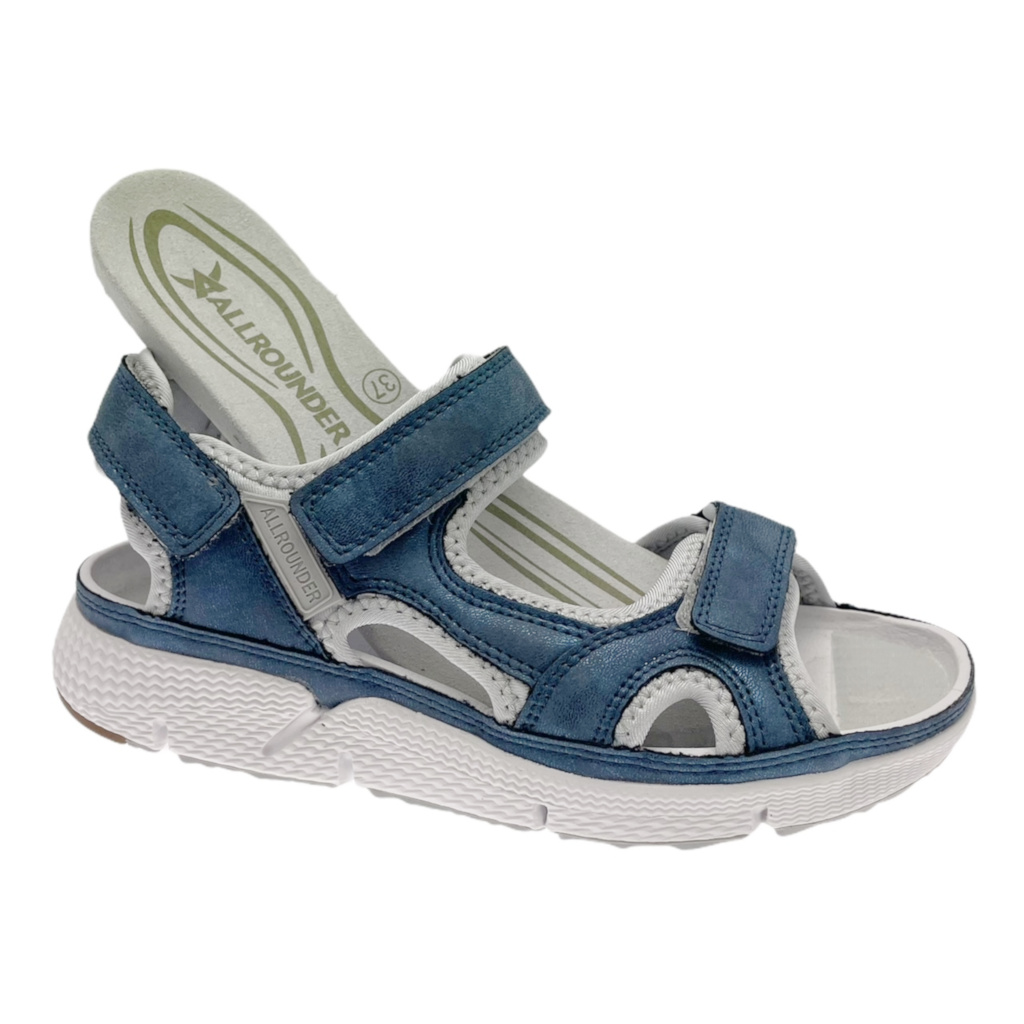 Sandals: MEPHISTO ALLROUNDER ITS ME women's blue sandal with removable  adjustable footbed