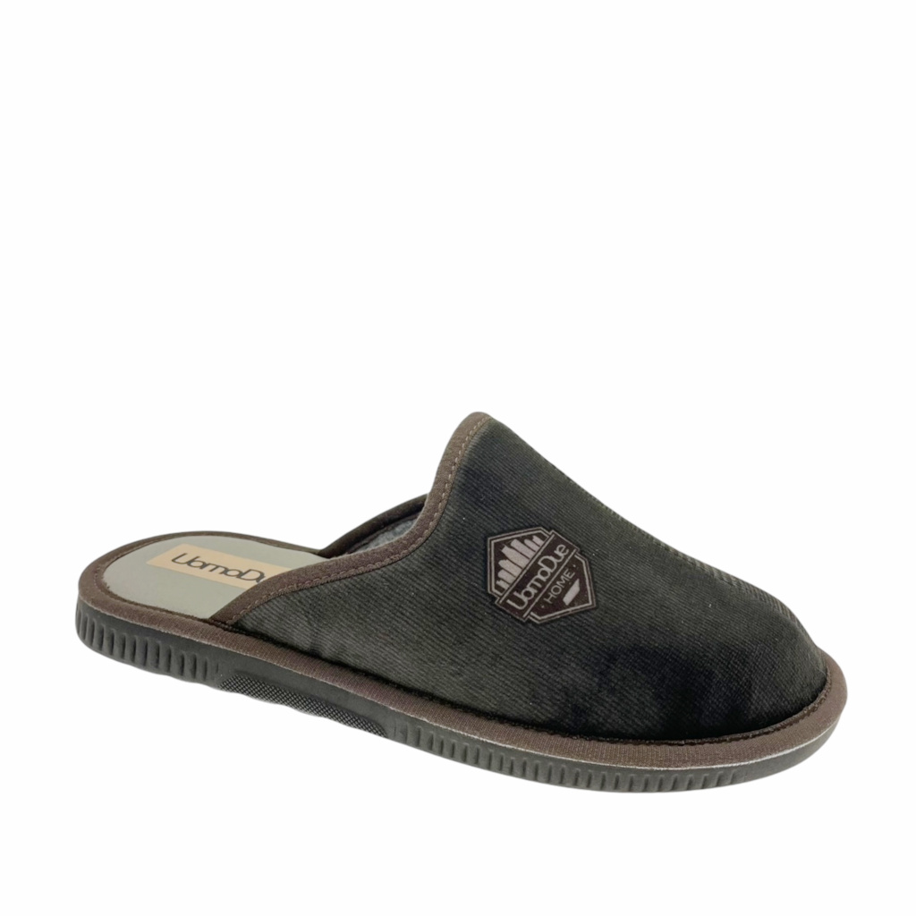 Slippers: Uomodue by Riposella 412 men's brown slipper with memory footbed