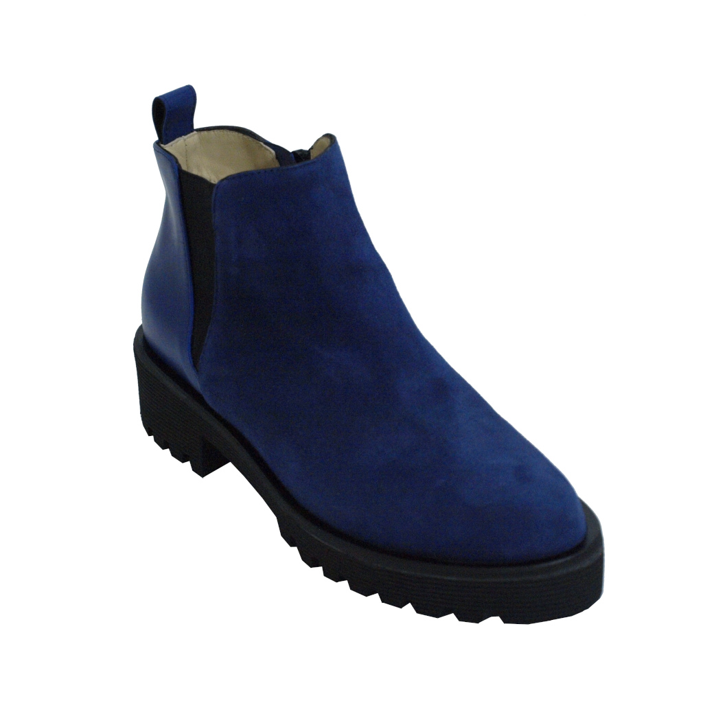 Polacchini: Angela Calzature stivali alla caviglia in camoscio colore  bluette tacco basso 1-4 cm 33,34 DONNA numeri speciali