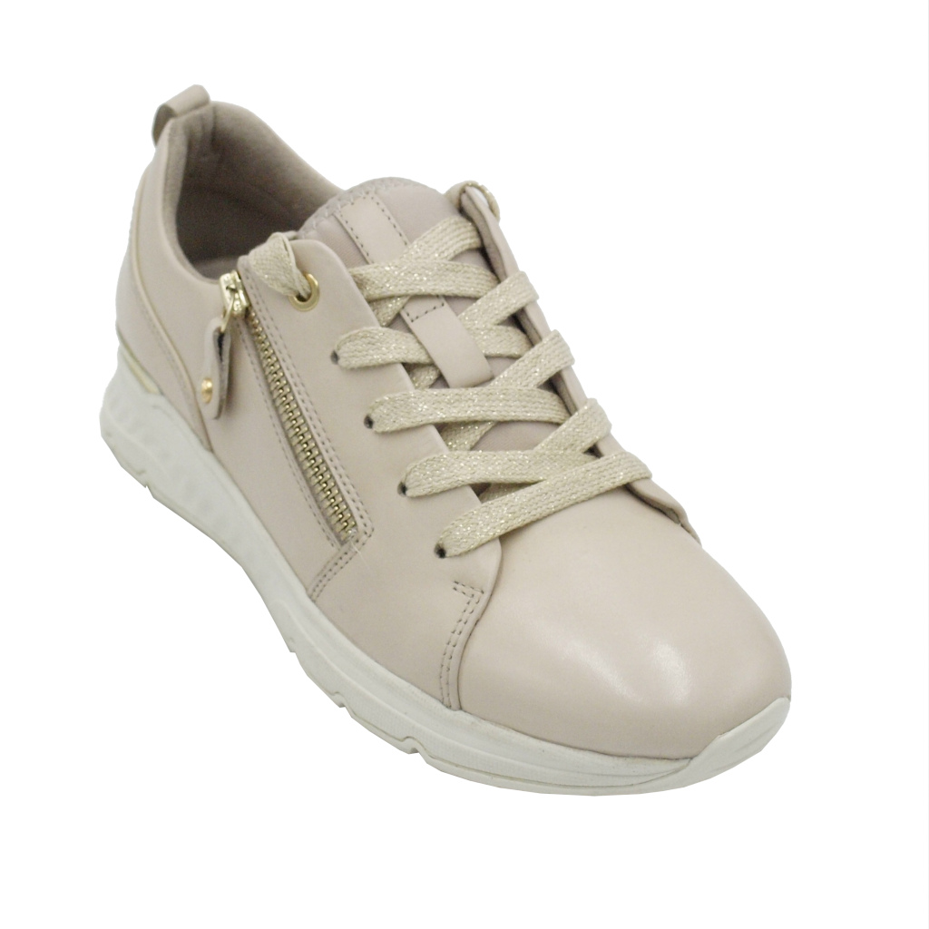 Sneakers: JANA sneakers in pelle colore beige tacco basso 1-4 cm