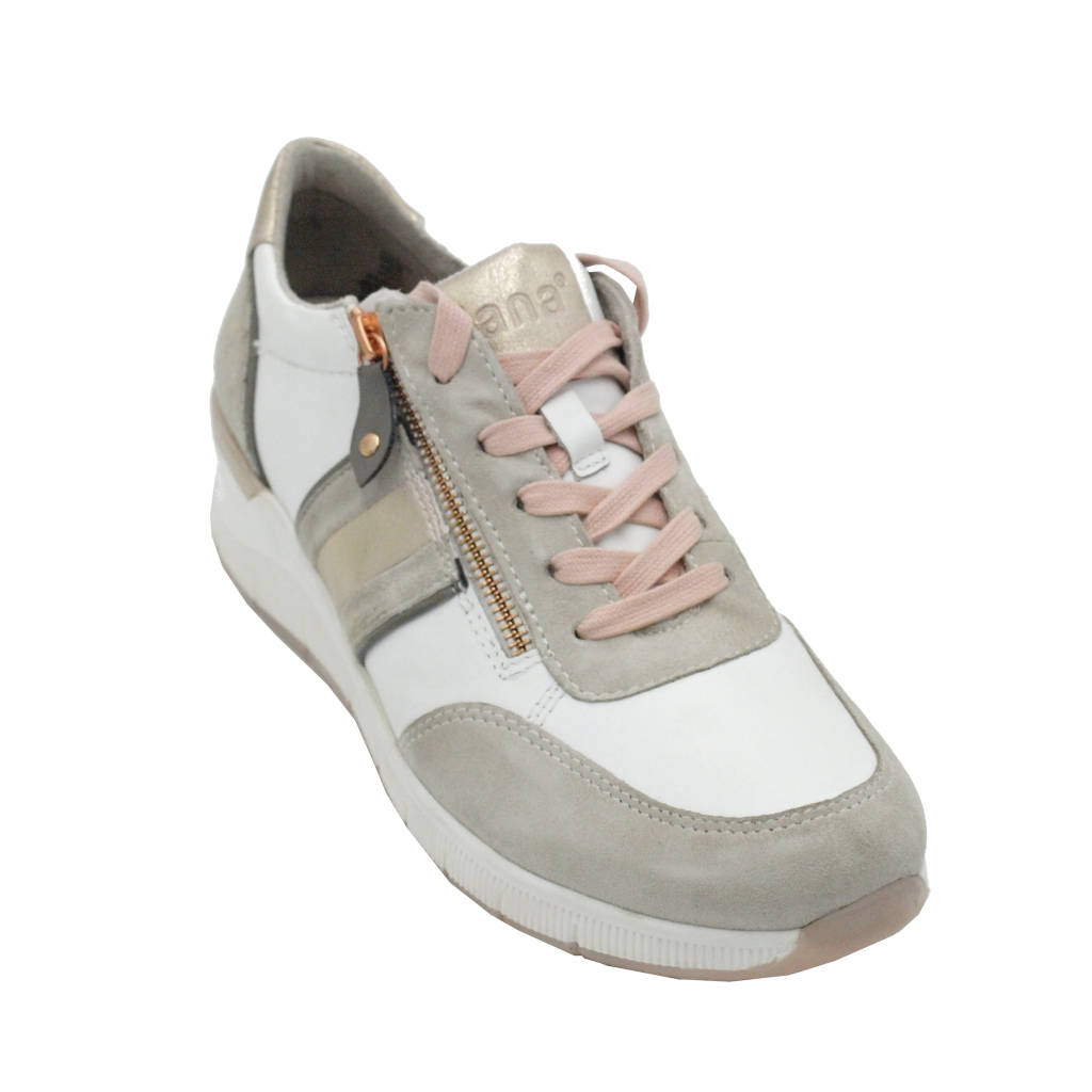 Sneakers: JANA sneakers in pelle colore bianco tacco basso 1-4 cm numeri  Donna 42,43,44,45 numeri speciali