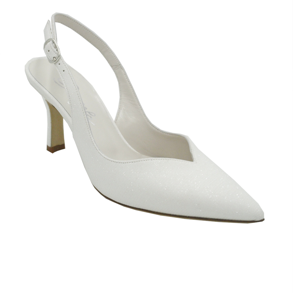 Decollete: Angela calzature Sposa Shoes White tessuto galassia heel 7 cm