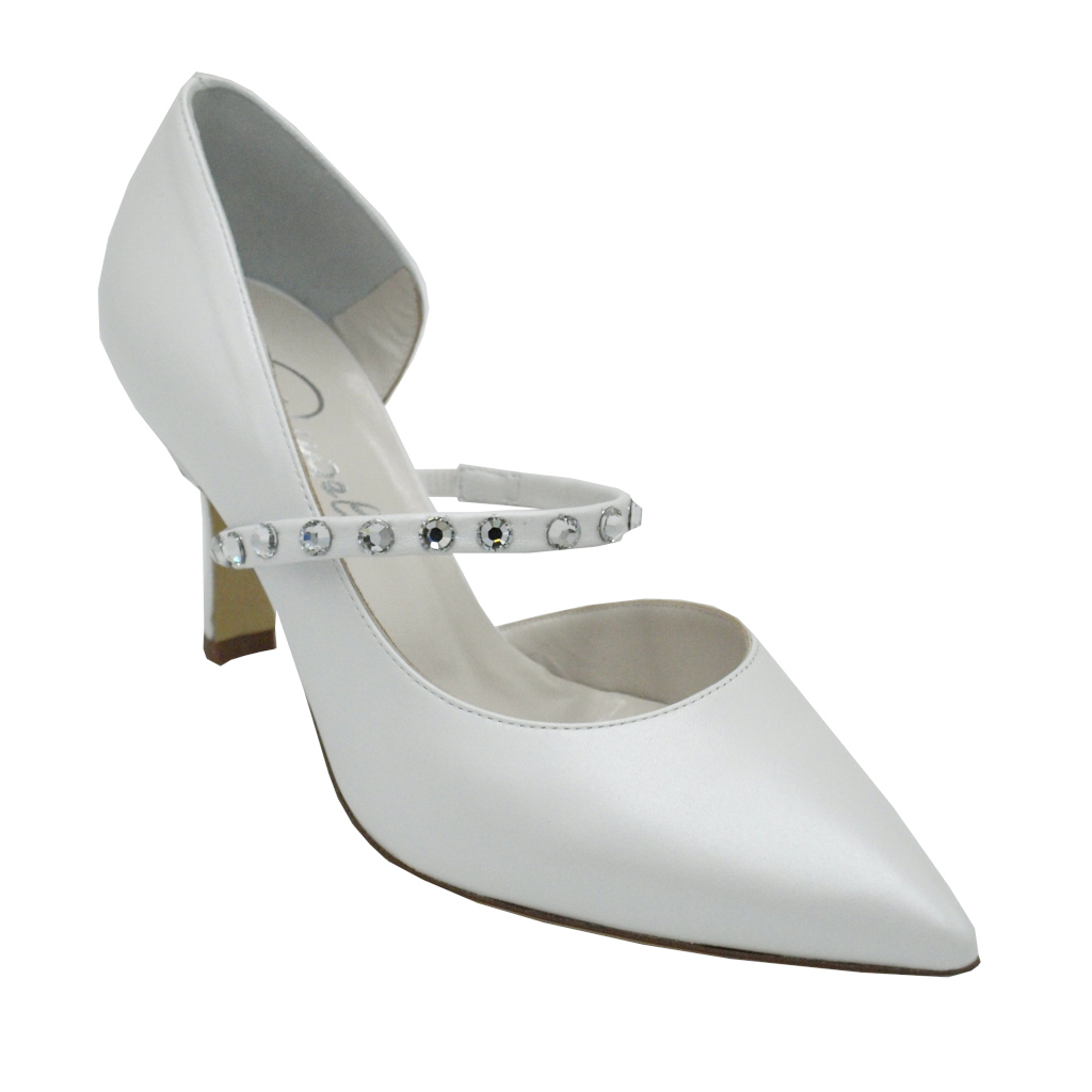 Decoltè: Angela calzature Sposa decollete in pelle colore bianco tacco  medio 4-7 cm numeri dal 33 al 42