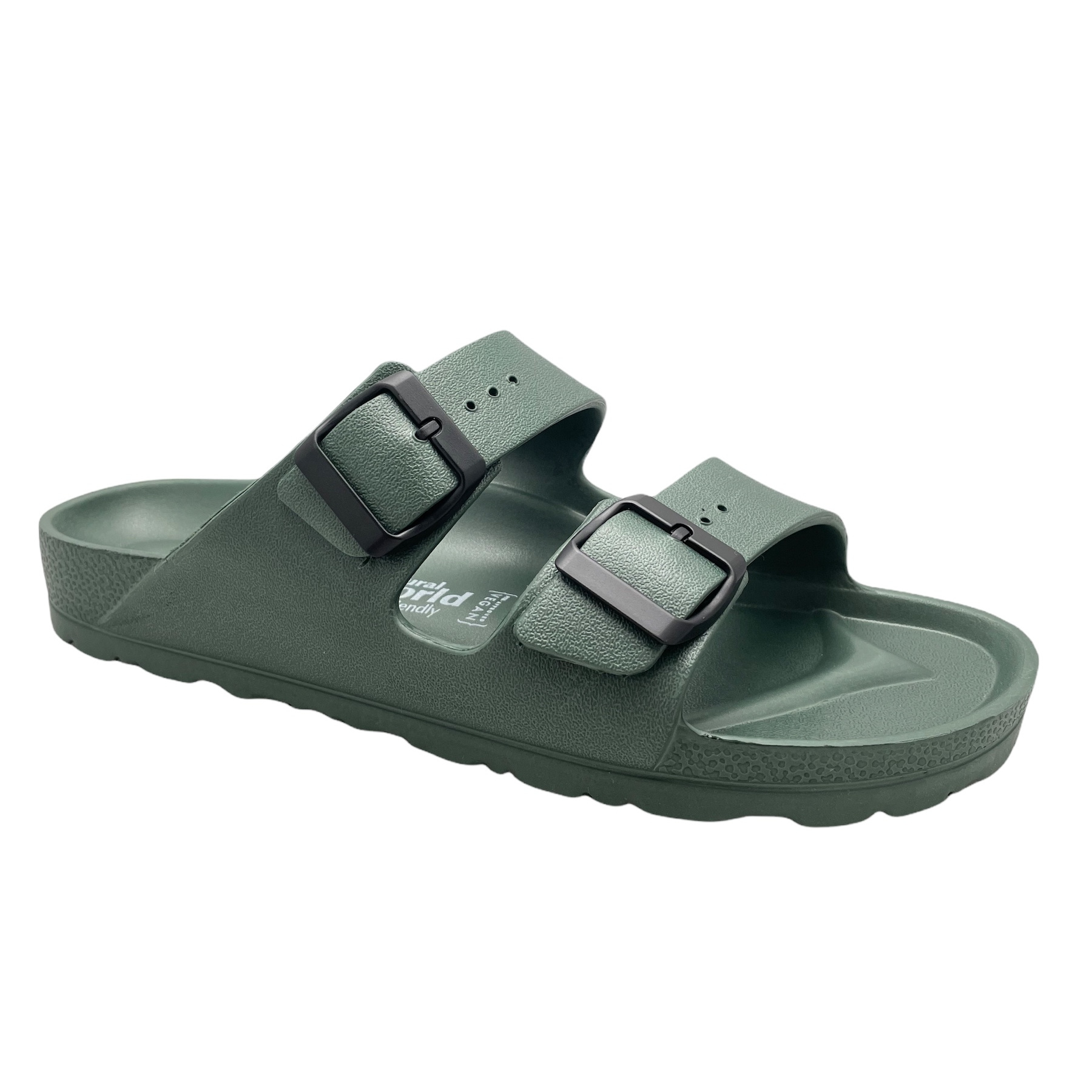 Slippers: NATURAL WORLD ECO 7051 Khaki green Eva sabot sandal slipper