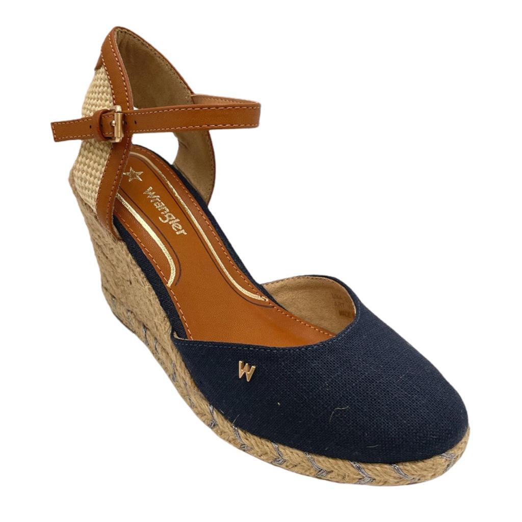Sandals: WRANGLER Shoes Blue Fabric heel 8 cm