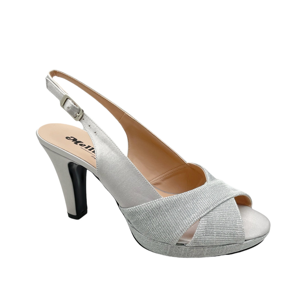Sandals: MELLUSO J585B sandal for ceremony woman with galaxy silver planteau