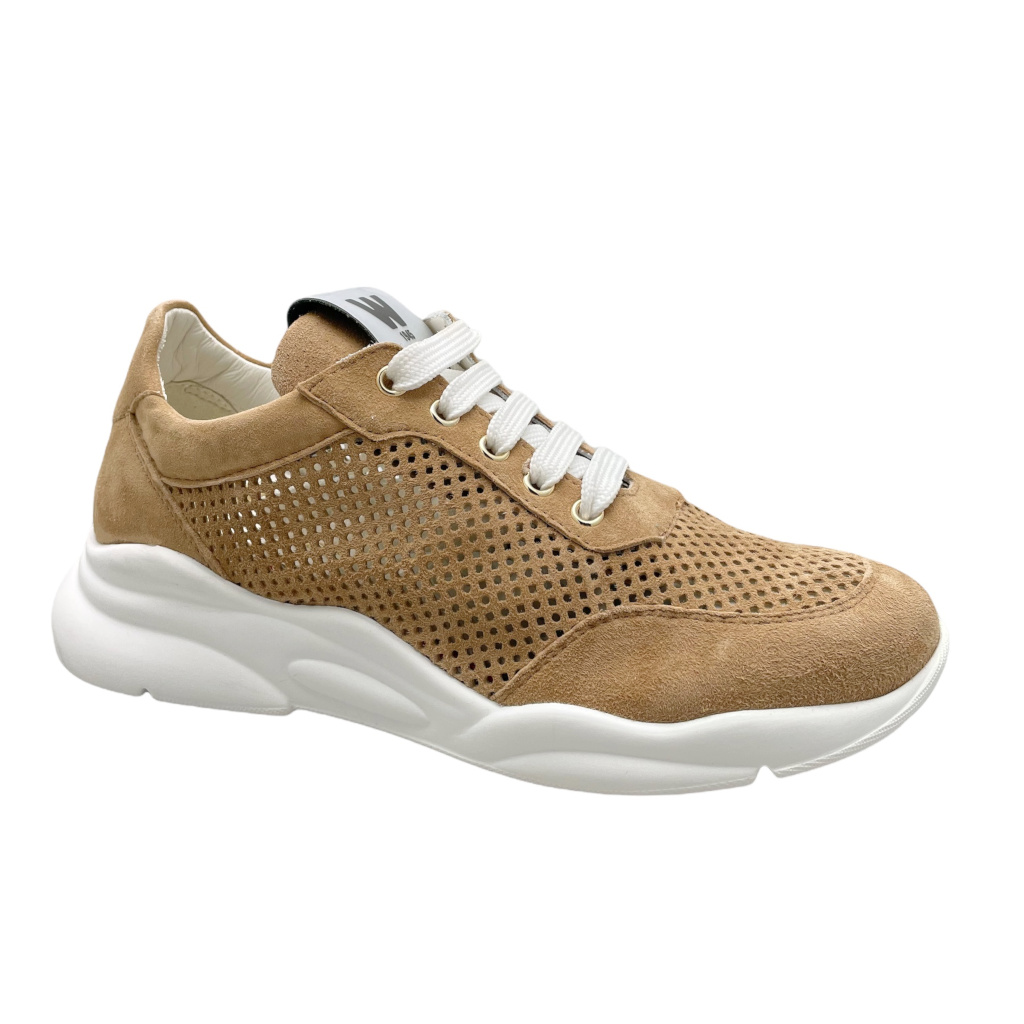 Laces: MELLUSO WALK R2032 CLARA sneaker shoe for sporty woman camel  perforated removable insole