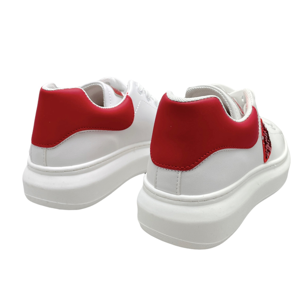 Sneaker: SARA LOPEZ De Fonseca White sneaker woman wedge red heart shoe