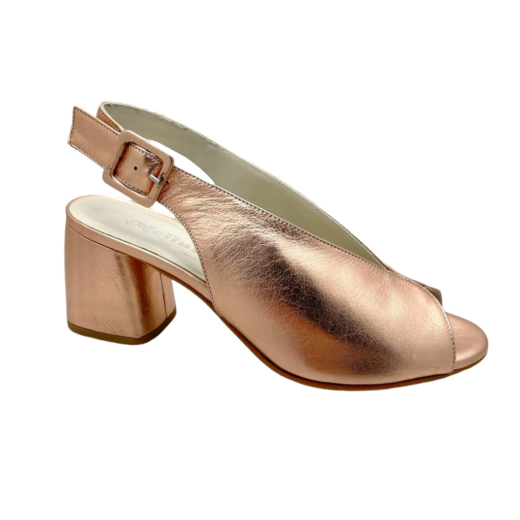 Sandals: MELLUSO N622 sandal for woman 36 cinnamon metal heel sling back  shoes V-neck