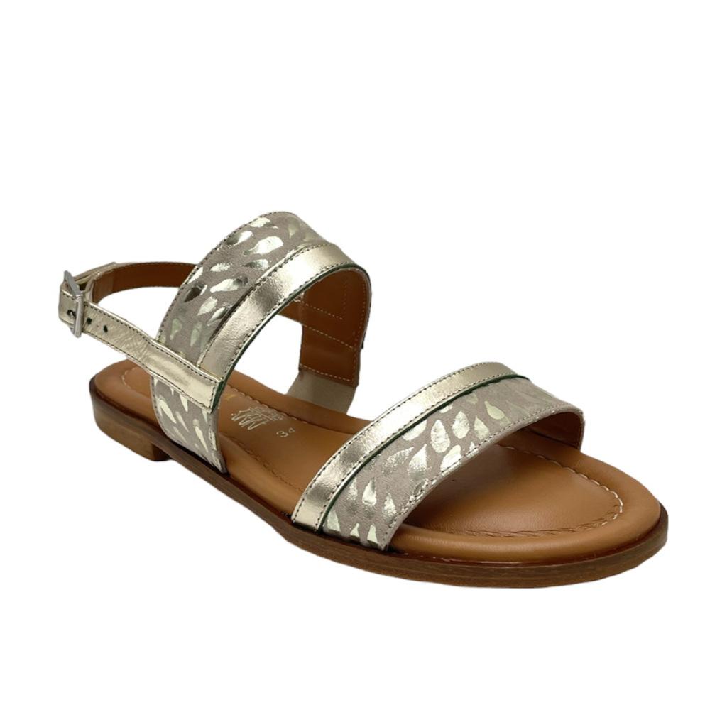 Sandali: Angela Calzature sandali in pelle colore oro tacco piatto fino a 1  cm dal 33 al 43 donna/made in Italy numeri standard