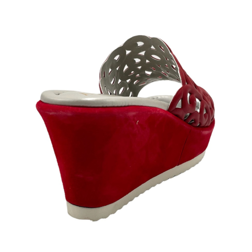 Ciabatte aperte: Angela Calzature Numeri Speciali scarpe a ciabatta in  pelle colore rosso tacco alto 8-11 cm Numeri piccoli donna 33,34 numeri  speciali
