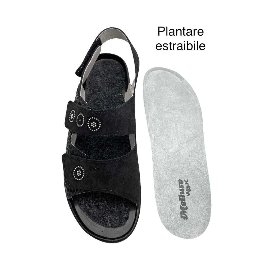 MELLUSO LINEA WALK sandalo nero per donna 41 42 regolabile soletta  estraibile