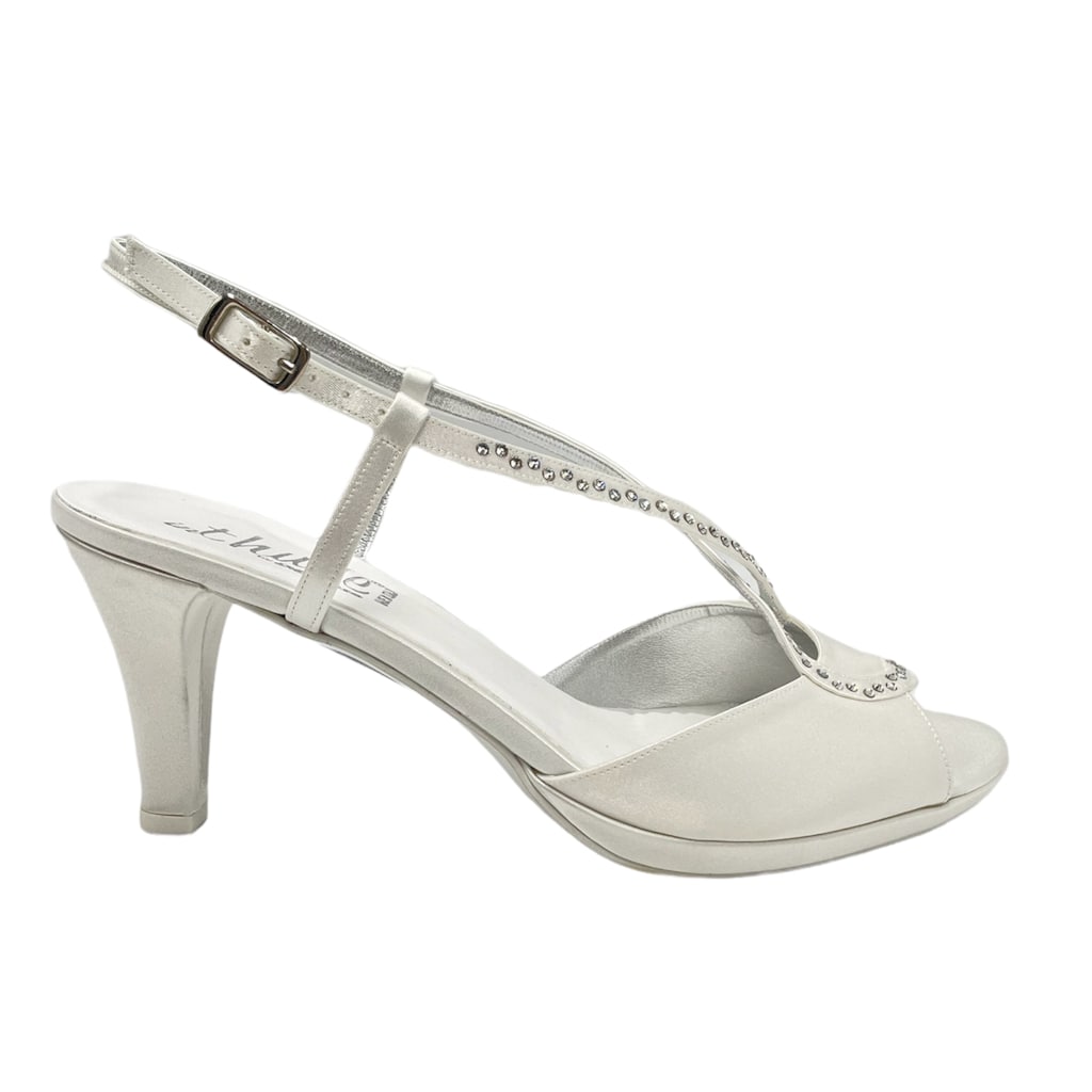 Sandali: Melluso Elegance sandali in raso colore bianco tacco medio 4-7 cm  sposa bianco seta
