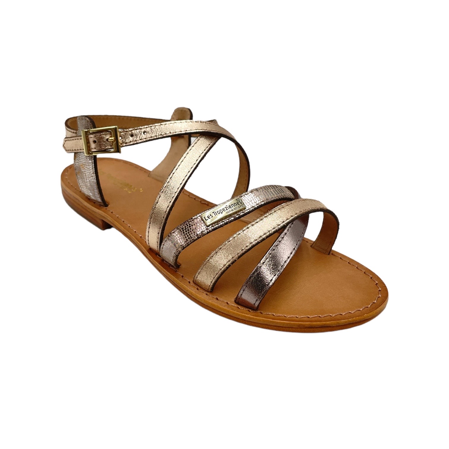Sandali: Les Tropeziennes sandali in pelle colore oro tacco basso 1-4 cm by  moda Saint-Tropez