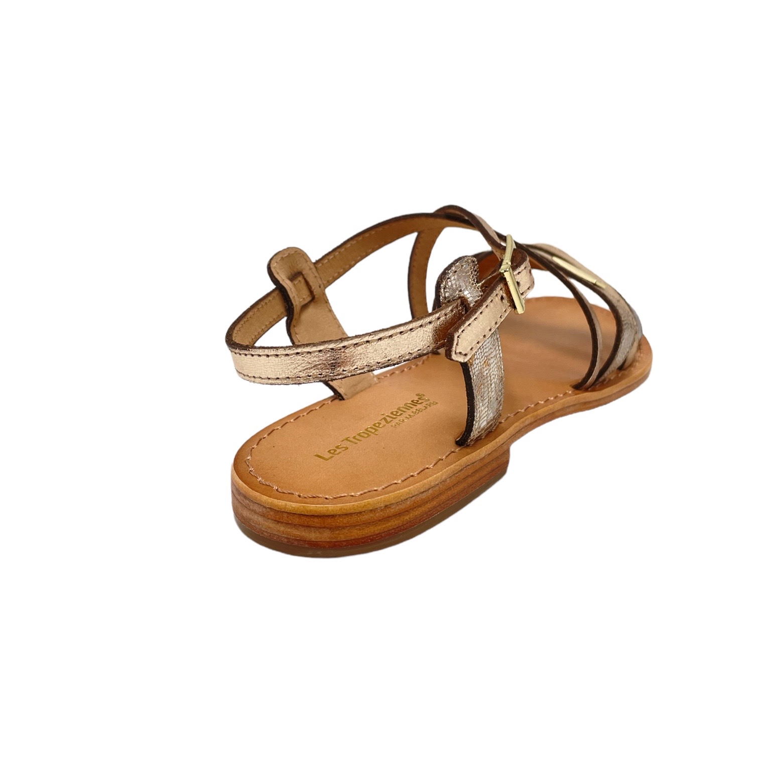 Sandali: Les Tropeziennes sandali in pelle colore oro tacco basso 1-4 cm by  moda Saint-Tropez