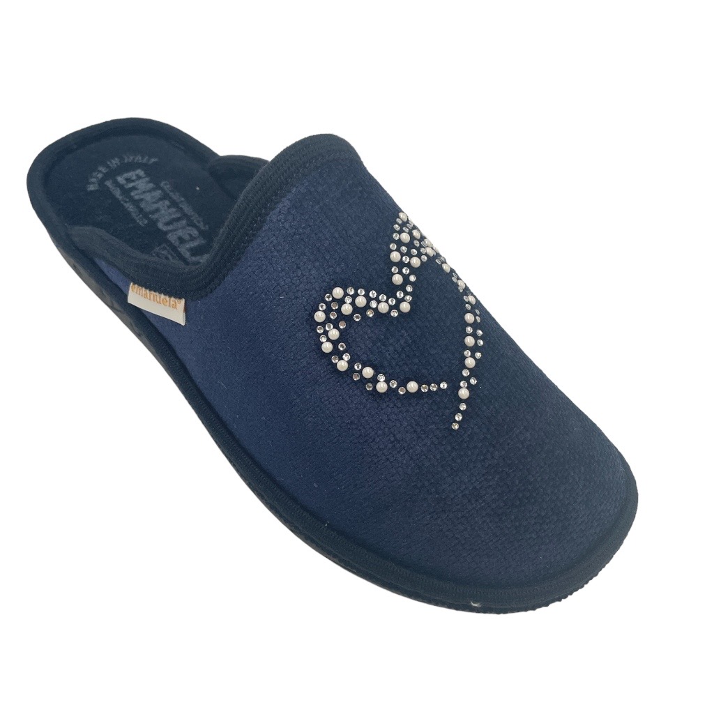 Close slipper: Emanuela Shoes Blue velluto heel 3 cm