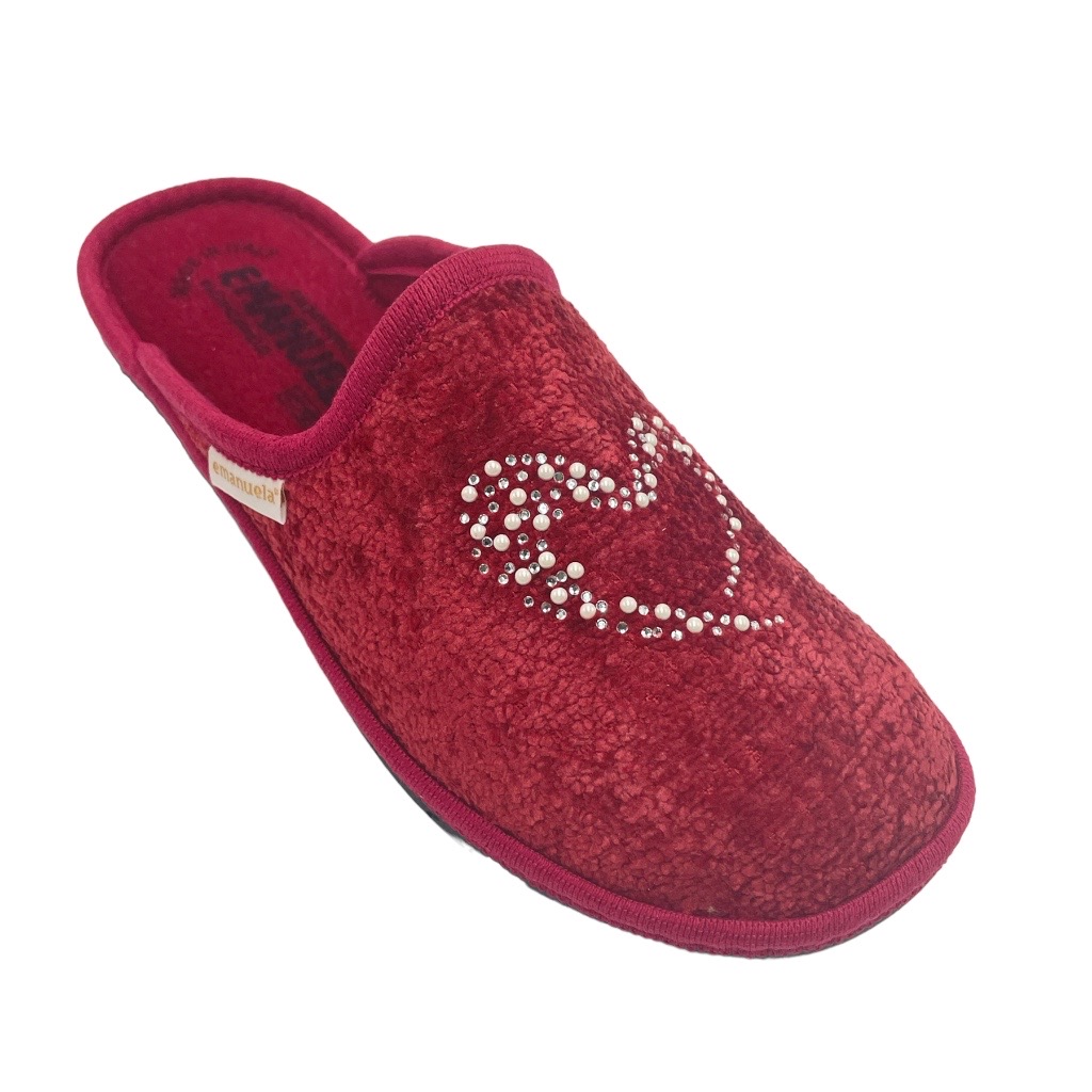 Close slipper: Emanuela Shoes Red velluto heel 3 cm