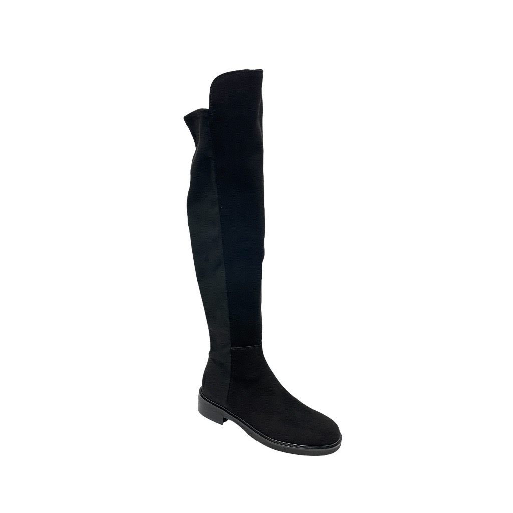 Stivali: Angela Calzature stivali al ginocchio in camoscio colore nero tacco  basso 1-4 cm stile e femminilità