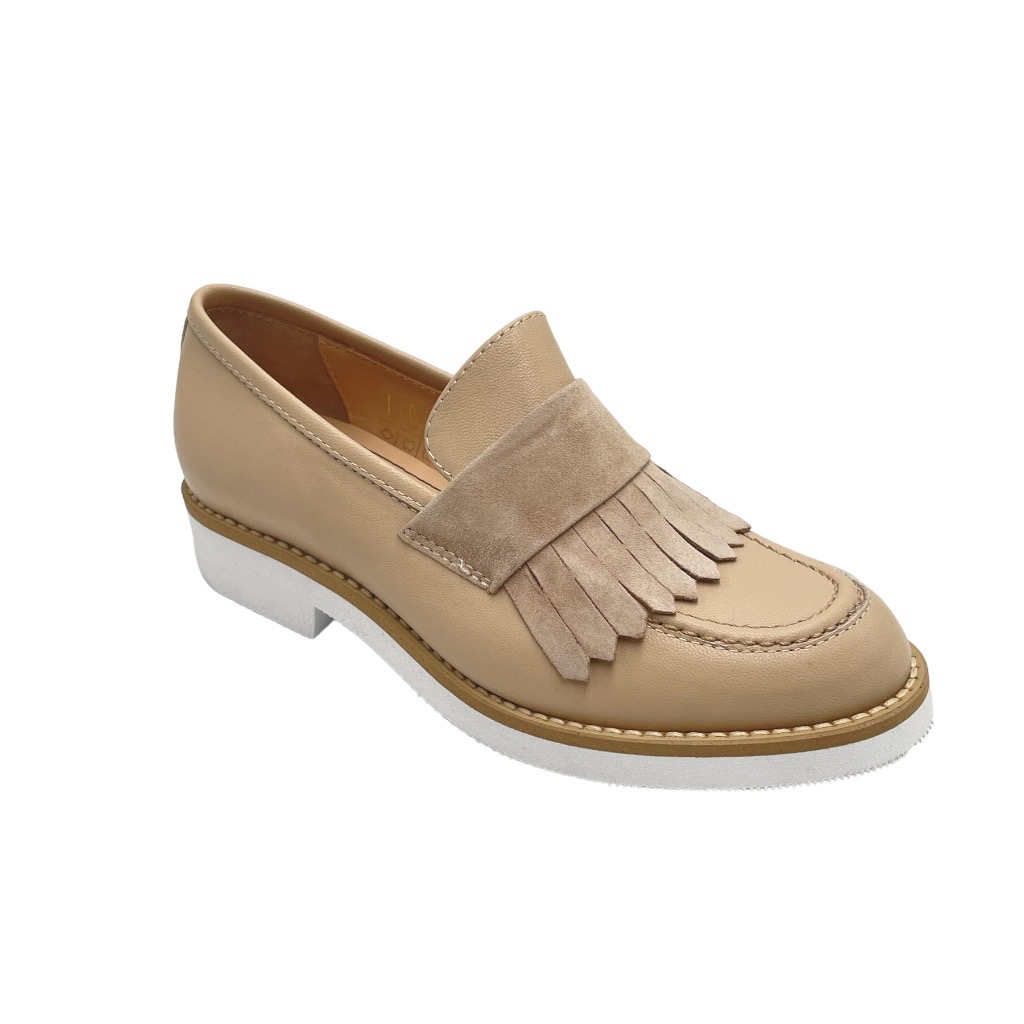 Loafers: Angela Calzature special numbers Shoes Beige leather heel 2 cm