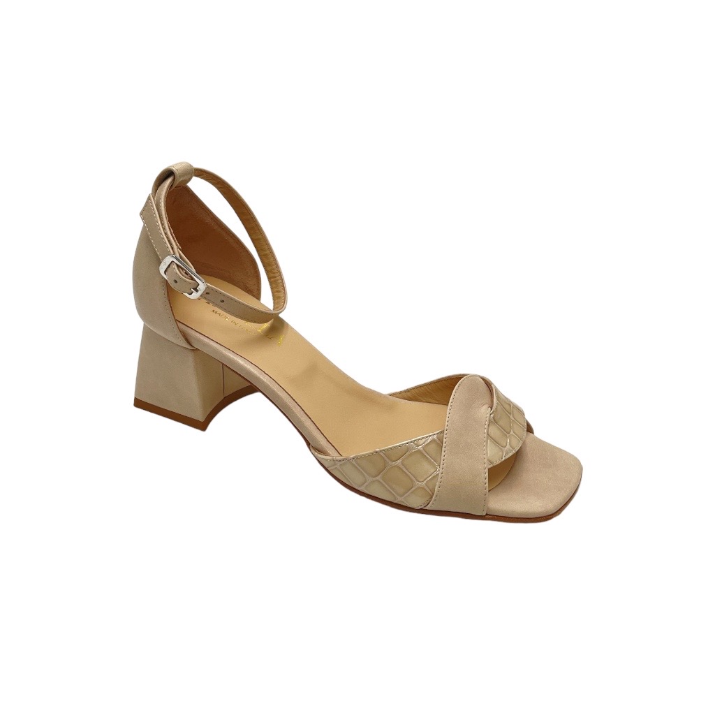 Sandali: Angela Calzature Elegance sandali in pelle colore beige tacco  medio 4-7 cm made in italy dal 33 al 44 donna numeri speciali