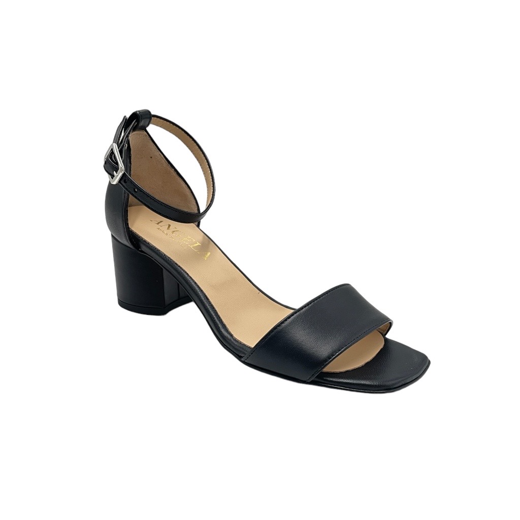 Sandali: Angela Calzature sandali in pelle colore nero tacco medio 4-7 cm  made in italy 33,34 donna numeri speciali
