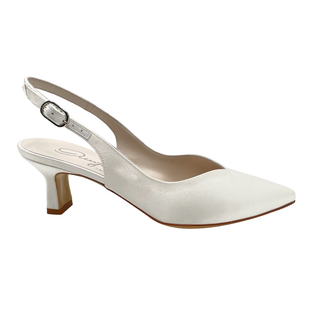 Decoltè: Angela calzature Sposa decollete in raso colore bianco tacco medio  4-7 cm made in italy sposa numeri standard