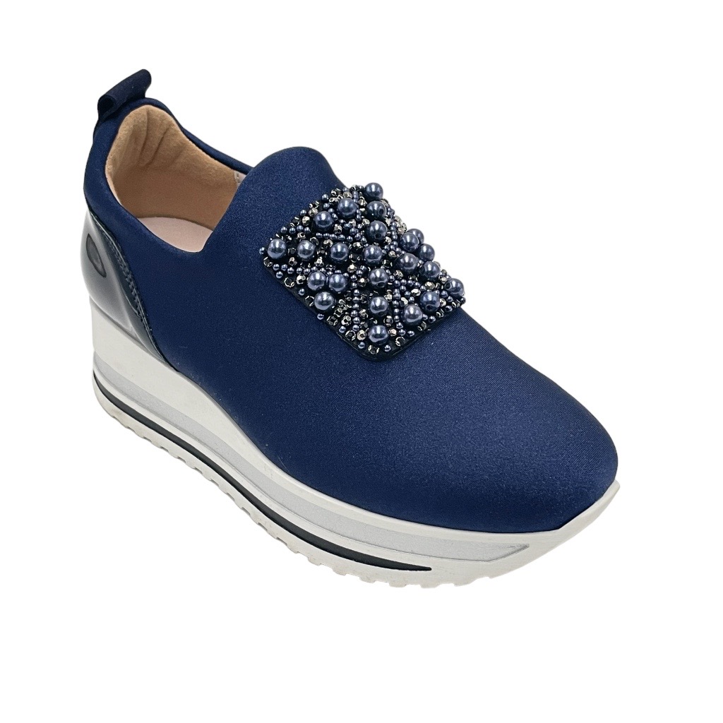 Sneakers: COMART calzaturificio sneakers in tessuto colore blu tacco basso  1-4 cm comodità made in italy