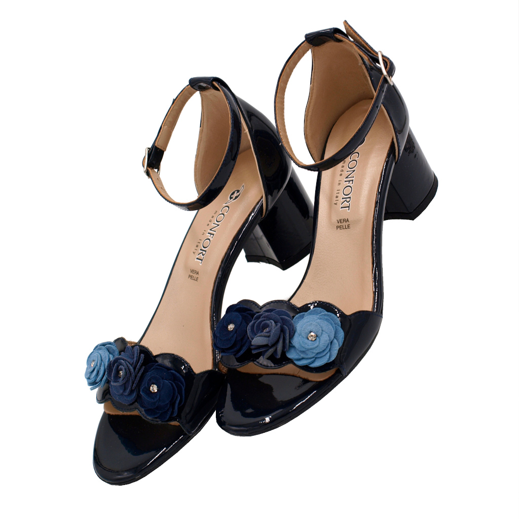 Sandali: Confort sandali in vernice colore blu tacco medio 4-7 cm numeri  standard